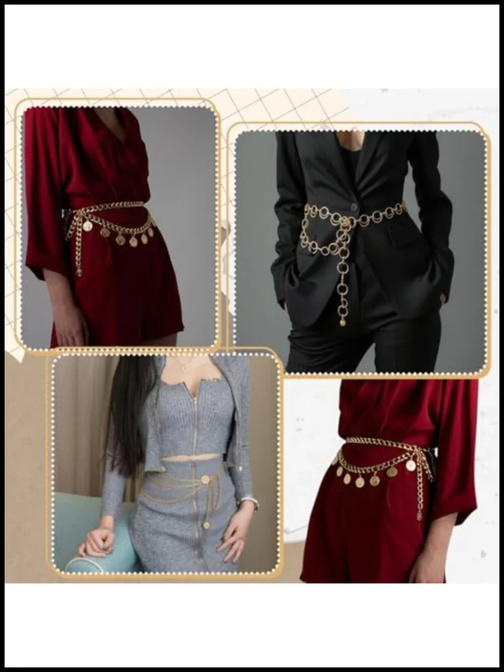 3 Piece Layered Waist Chains for Women Multilayer Metal Adjustable Dress Hip